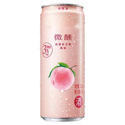 China 330ml White Peach Flavor 3%ALC/VOL Alcoholic Beverage Canning Custom Cylindrical Cocktail Cans Logo Printed for sale