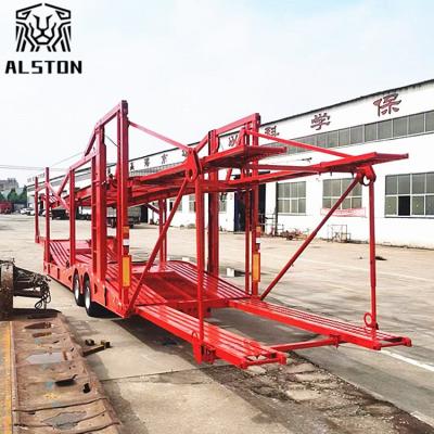 China Two Axles Car Carrier Trailer, 8 Position Skeleton Trailer with Upper and Lower Decks for sale