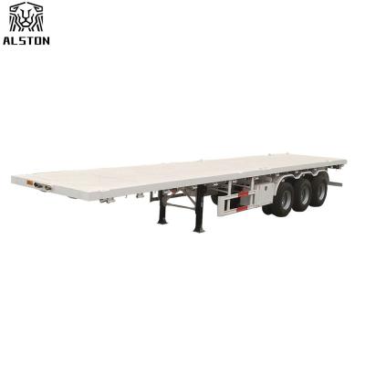 China 3 Axle Used Flatbed Semi Trailer , 12.5m Used 40 FT Container Trailer for sale