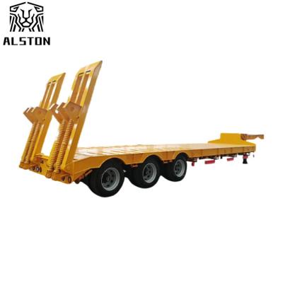 China 3 Axle Lowbed Semi Trailer , 60 Ton 80 Ton Lowboy Trailer for sale