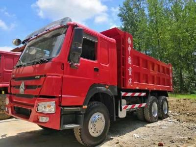 China Red Euro 2 Used Howo Trucks , HW76 Cab Second Hand Dumper Truck for sale
