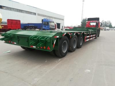 China 60T 100T 3 Axle Lowbed Semi Trailer , Hydraulic Extendable Lowboy Trailer for sale