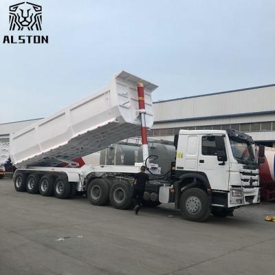 China Hydraulic Cylinder 50T 4 Axle End Dump Trailers  U Type for sale