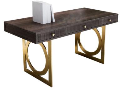 China XT-8902 Light luxury stainless steel furniture study room desk with Solid wood bookcase cabinets for sale