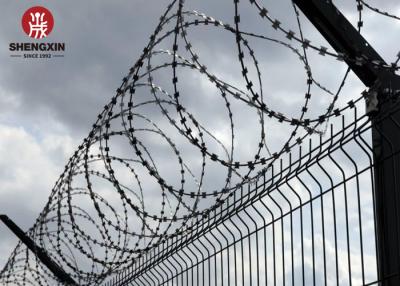 China Military Airport Fence Coil Fully Galvanised Barbed Wire Mesh Single Stainless Steel 300mm for sale