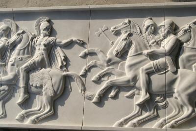 China White marble relief carved by hand/ War horse stone relief for sale