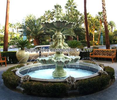 China Garden stone fountain with pool, outdoor green marble fountain , decorative fountain for sale