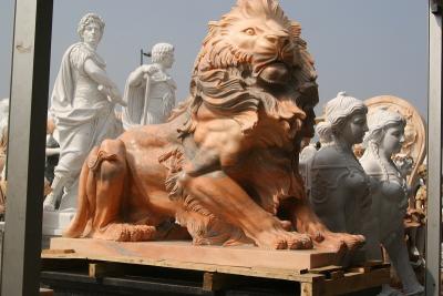 China Pink marble lions sculpture for sale