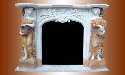 China Nature Marble Statue fireplace mantel,China stone carving fireplaces supplier, decorative fireplace  mantel for indoor for sale