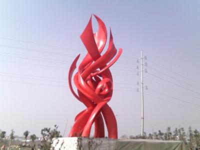 China Stainless steel landscape sculpture  with painting,sequare landscape stainless sculpture for sale