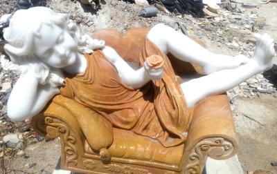China polished marble sleeping girl statue in chair/ nature stone sculpture for sale