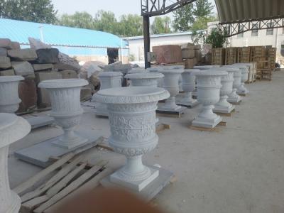 China White Marble Flowerpot for garden for sale