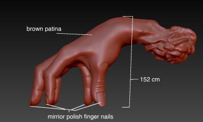 China Patina Knuckle hand bronze sculpture for American art studios ,China bronze sculpture supplier for sale
