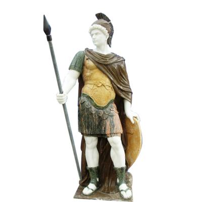 China Classic greek stone man statue ,male marble sculpture with shield,China stone carving Sculpture supplier for sale