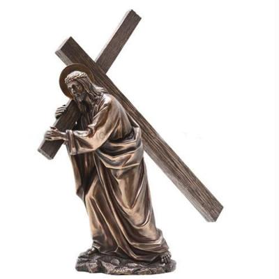 China Religion Large metal Jesus cross bronze sculpture,customized bronze statues, China sculpture supplier for sale