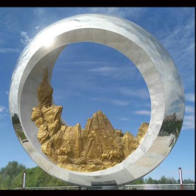 China Mirror polish Large metal round ring stainless steel sculpture project,Stainless steel sculpture supplier for sale