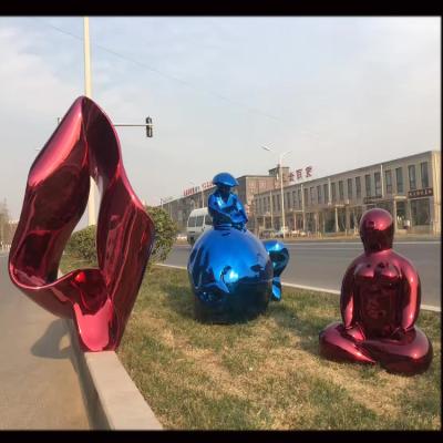 China Large metal Garden colorful painting stainless steel figure sculpture,Stainless steel sculpture supplier for sale