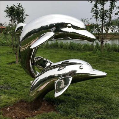 China Outdoor metal Dolphin stainless steel statue with mirror polish,Stainless steel sculpture supplier for sale