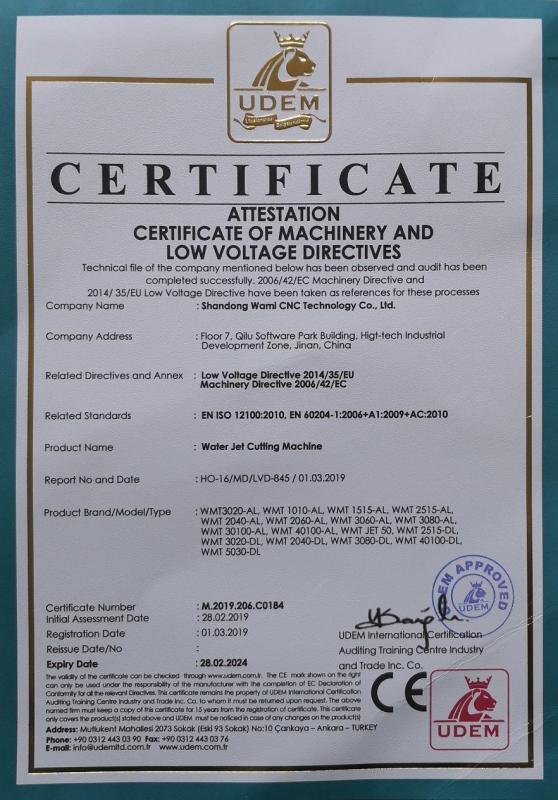 CE certificate - SHANDONG WAMI CNC TECHNOLOGY CO.LTD
