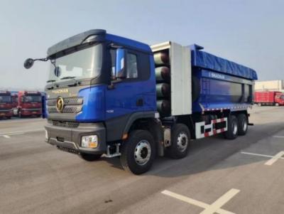 China X3000 Schwerer Dump Truck 8x4 SHACMAN CNG Blauer Dump Truck Rechtsfahrer 430 PS zu verkaufen