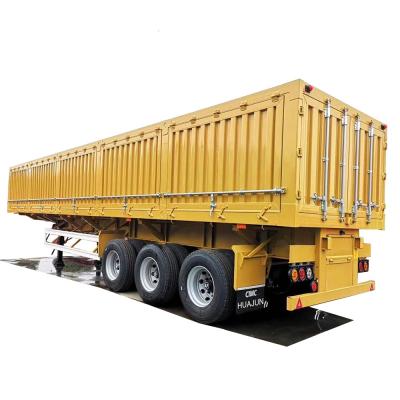 China CIMC HUAJUN 3 Axle Side Tipper Semi Trailer with Lock Bar at Both Sides 60 Tons Semi Trailer for sale