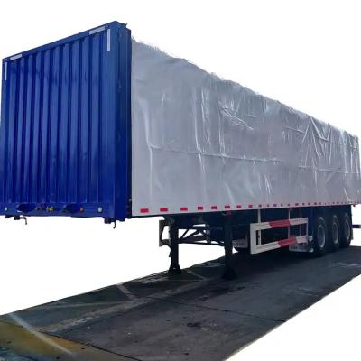 China CIMC Side Curtain Semi Trailer 3 axle van type box semi trailer for pallet cargo transport for sale