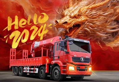 China SHACMAN Shacman F3000 Crane Cargo Truck 8x4 380hp Cargo Box Truck EuroII for sale