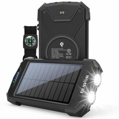 China Banco portátil inalámbrico de la energía solar del cargador 10000mAh de Qi para el teléfono y el ordenador portátil en venta