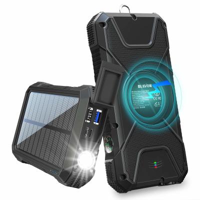 China Portable Wireless Solar Powered Power Bank Charger 18W QC3.0 With 4 Outputs for sale