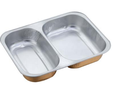 China OEM SGS 0.2mm 2 Compartment Aluminium Food Tray for sale