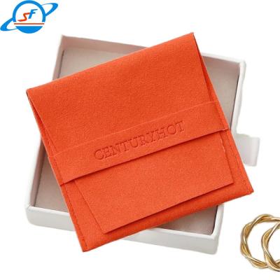 China Jewelry bag Custom logo Envelope Elastic drawstring design suede velvet microfiber bag for sale