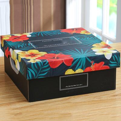 China Good Quality Recyclable High End Reusable Square Flower Printed Die Cut Paper Storage Box for sale