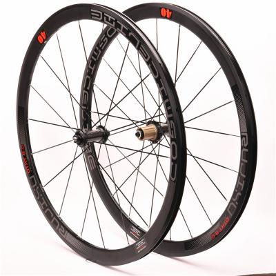 China Road Bikes 40mm Aluminum Alloy 700C Carbon Fiber Tube Wheel Road Bike Wheelset V/C Brake for sale