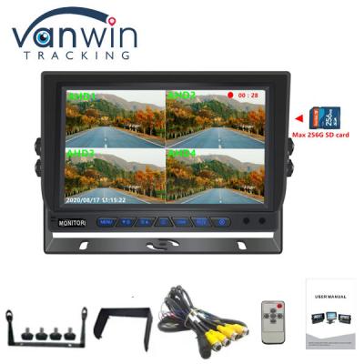 China 7 inch 1024*600 AHD Monitor Quad Display Car Truck Security Camera System With Recording Function for sale