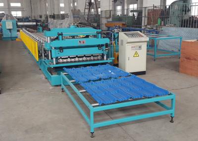China Pressed Steel Roof Tile Roll Forming Line For PPGI / GI / PPGL / GL Coils for sale