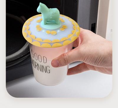 China Silicone Dustproof Cup Lid Cartoon Glass Cup Lid Reusable Dustproof Mug Coffee Cup Food Grade Silicone Cup Lid for sale