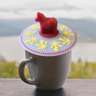 China Customizable Cute Cartoon Coffee Cup Silicone Lid Reusable Dustproof Cup Lid, Suction Lid Sealing Lid for sale
