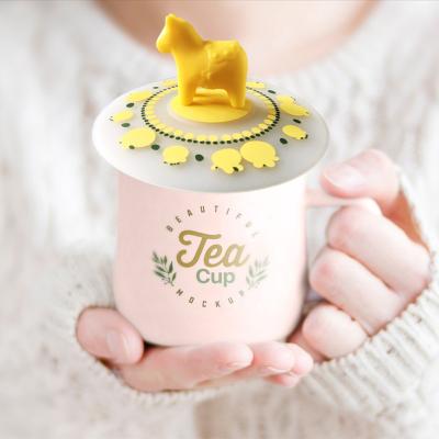 China Customized silicone cup cover cartoon doll cup cover soft rubber three-dimensional doll cup cover for sale