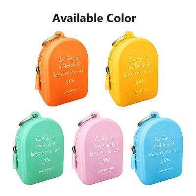 China Phenol Free Silicone Zero Wallet Waterproof Zippered Backpack Shape Small Item Storage Silicone Bag for sale