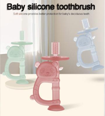 China Cartoon Kara Shaped Baby Silicone Toothbrush Baby Food Grade Silicone Gum Baby Handheld Teeth Grinder for sale