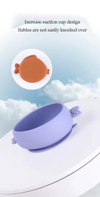 Chine Bol complémentaire de nourriture de silicone inodore de bébé de PVC, tasse d'aspiration du silicone des enfants, cuvette de vaisselle à vendre