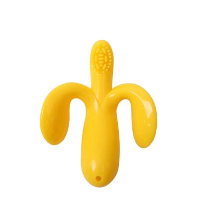 China Baby Toothbrush Baby Silicone Toothbrush Banana Cartoon Toothbrush Food Grade Silicone Boiling Silicone Toy for sale
