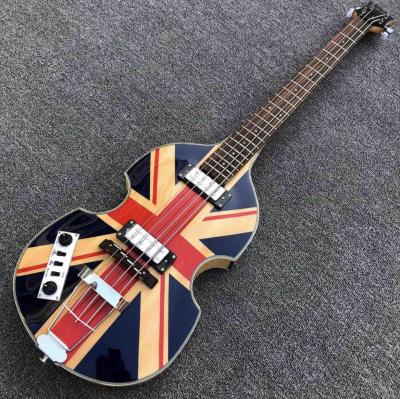 China Custom British flag Hofner Violin 4 strings Electric bass guitar BB2 Icon Series Hofner Flame maple vintage CT bass for sale