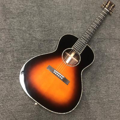 China Custom O Body 39 Inch Abalone Binding Sunburst Color Acoustic Guitar Accept Guitar, Amp, Pedal OEM for sale