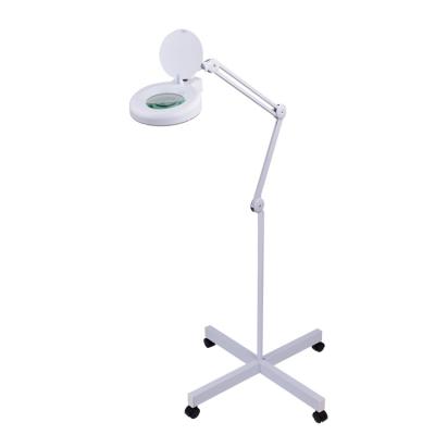 China magnifying lamp  floor stand  magnifier led  light with univeral casters 5 diopter for sale
