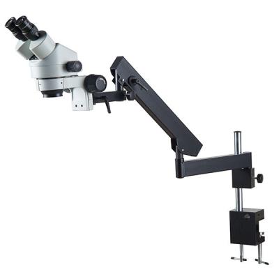 China stereo microscope binocular head zoom micoscope arculating arm Clamp base 7x-45x for sale