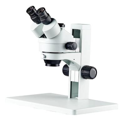China Trinocular stereo zoom microscope track stand flate base for sale