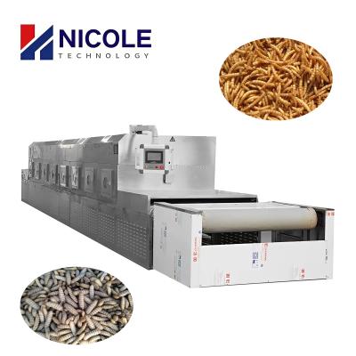 China Tunnel Industrial PLC Microwave Dryer Machine Insects Mealworm Black Soldier Fly Bsf Larvae for sale