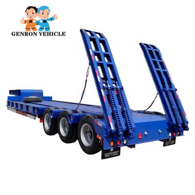 China 14M 40T-60T Heavy Duty Low Bed Trailers For Transport Construction Machine for sale