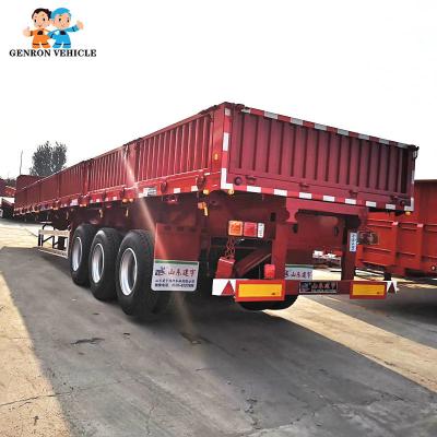 China Containers Flatbed Wall 600mm 13M 40FT Drop Side Semi Trailer for sale